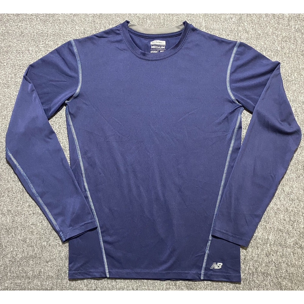 NB New Balance Boys Long Sleeve Crew Neck Compression T Shirt Navy Blue Size M